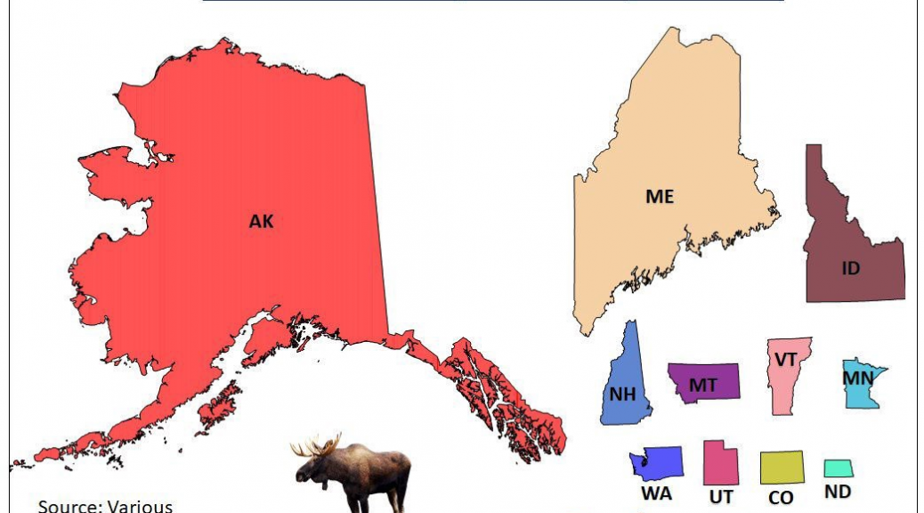 States Scaled By Moose Population 